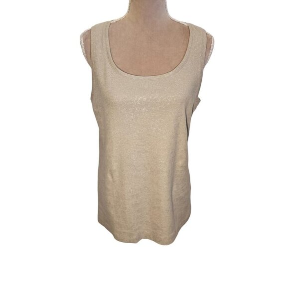 Chico's Shimmer Tivona Tank, Size 3, Tibet Taupe, NWT - Picture 1 of 9